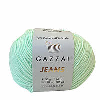 Gazzal JEANS (Газзал Джинс) № 1154 мʼята (Пряжа бавовняна, нитки для в'язання)