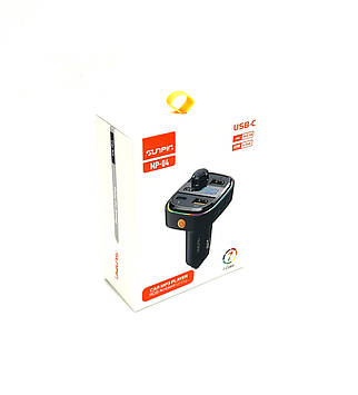 FM модулятор SUNPIN MP-04 Bluetooth + заряджання Fast Charger + Type C PD RGB Чорний