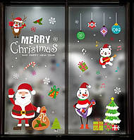 Наклейки на окна к новому году разноцветные наклейка на 2-х листах размерами 35*50см, силикон