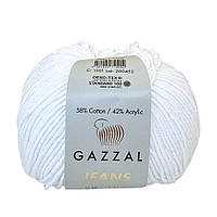 Gazzal JEANS (Газзал Джинс) № 1101 білий (Пряжа бавовняна, нитки для в'язання)