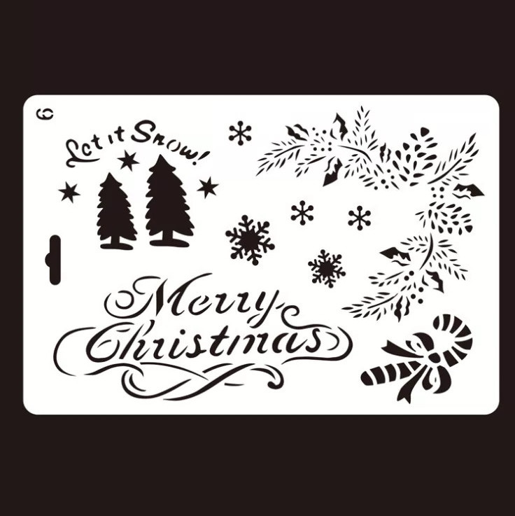 Трафарет для нового року Merry Christmas 17 на 26 см сірий