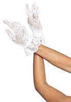 Кружевные перчатки Leg Avenue Floral lace wristlength gloves White
