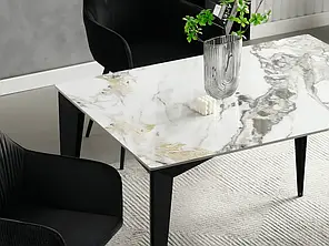 Стіл NORMAN CERAMIC 120*90 gold Phoenix глянець/чорний каркас, фото 1