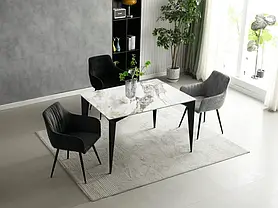 Стіл NORMAN CERAMIC 120*90 gold Phoenix глянець/чорний каркас, фото 4