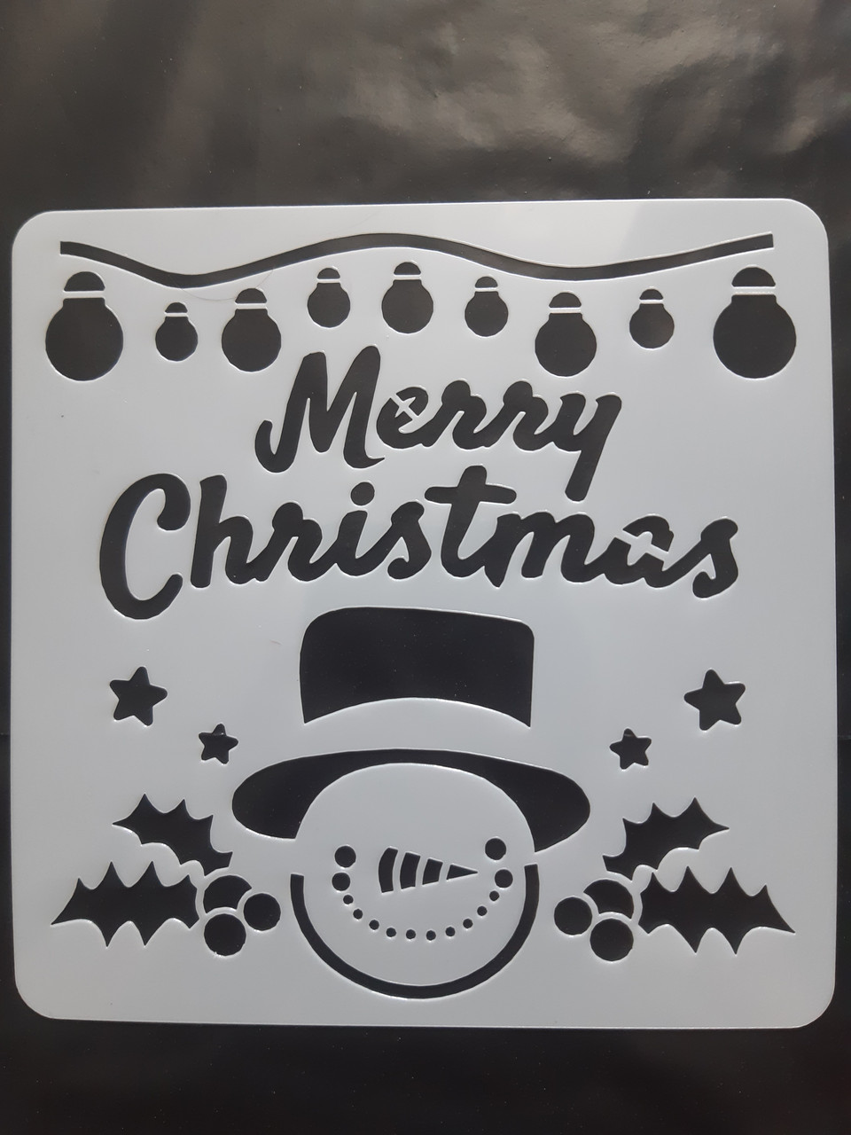 Новорічний трафарет на вікно Merry Christmas 15 на 15 см сірий