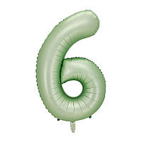 Кулька цифра 6 фольгована 40 дюймів оливковий