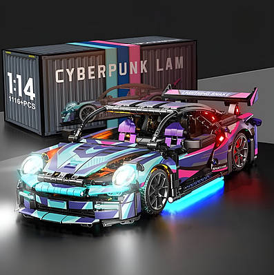 Конструктор Cyberpunk Lambo 1300 pcs перегонова модель з підсвіткою сумісний із лего