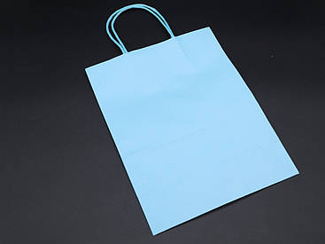 Паперовий пакет крафтовий з ручкою Колір блакитний. 21х27х11см