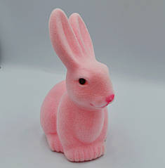Великодня фігура кролик флок рожевий H15см