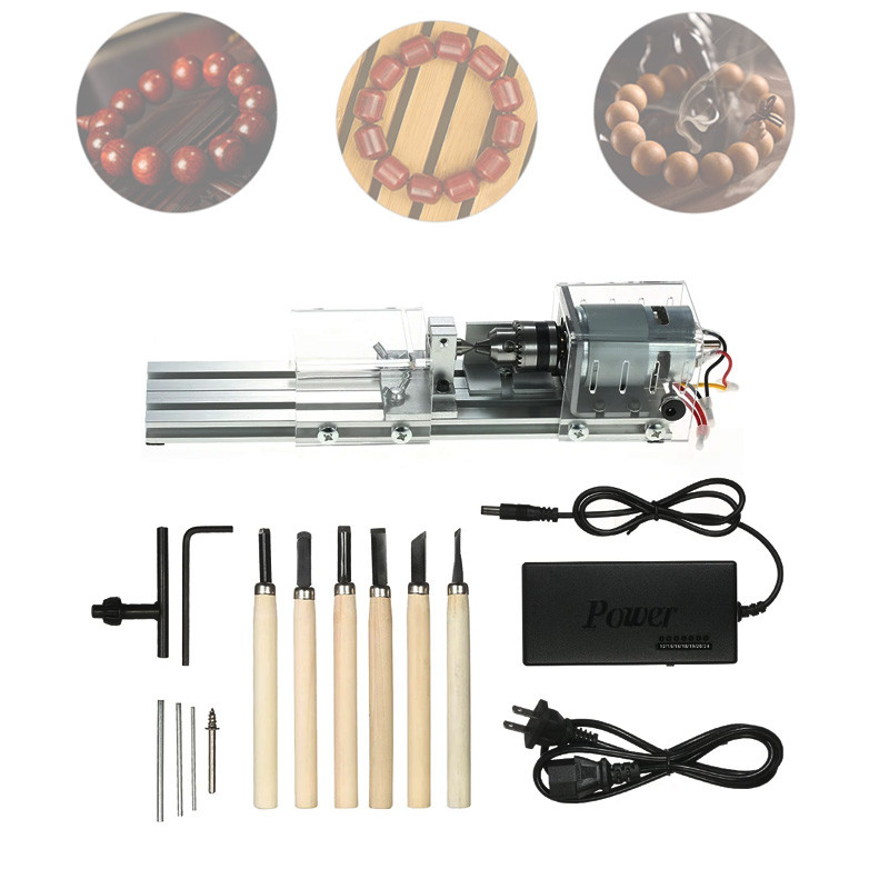 Верстат токарний по дереву міні 100Вт 12-24В, фото 1