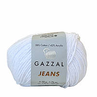 Gazzal JEANS (Газзал Джинс) № 1119 білий (Пряжа бавовняна, нитки для в'язання)