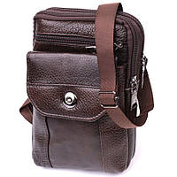 Мужская сумка на пояс из натуральной кожи коричневая Vintage 22141