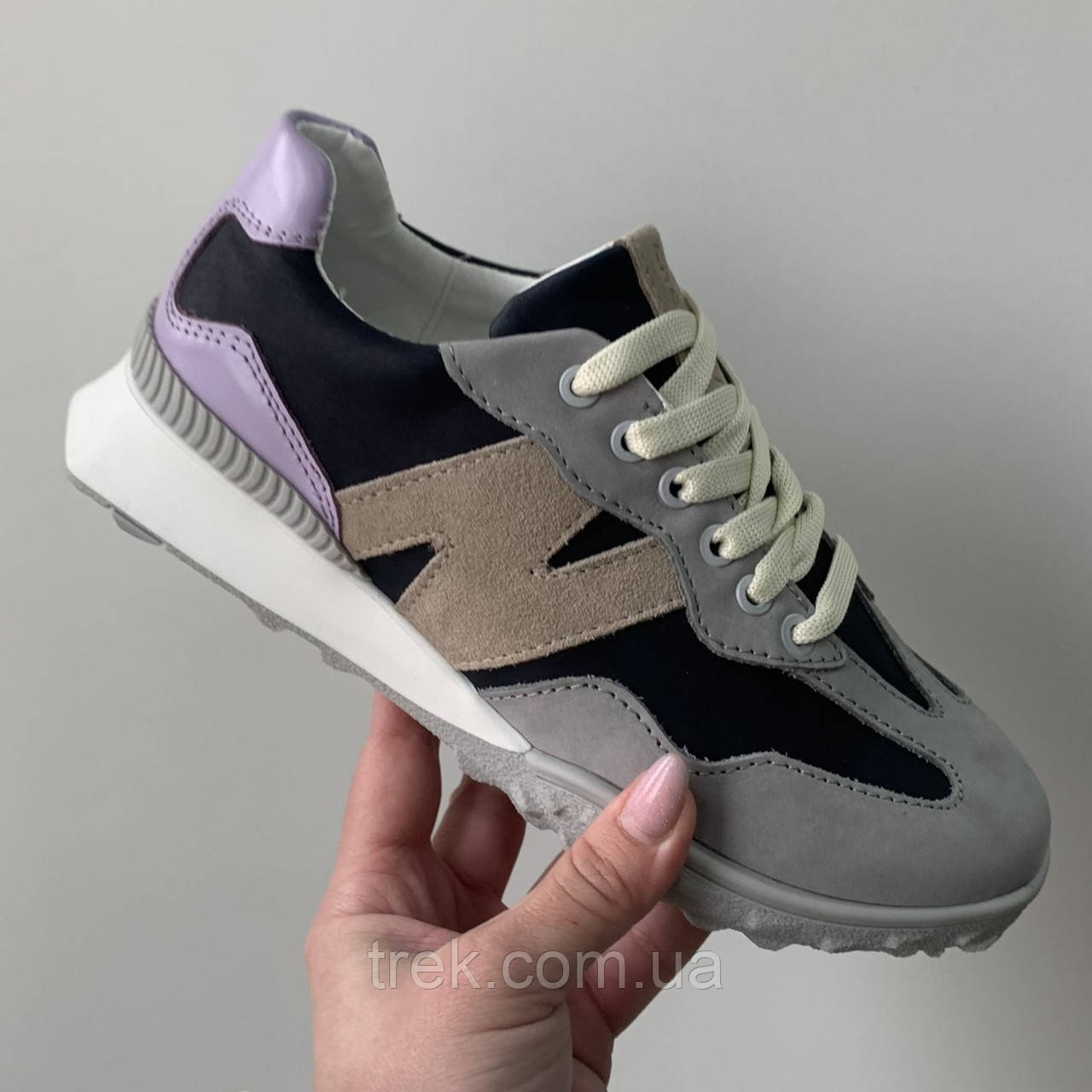Кросівки жіночі шкіряні лаванд-сірі  /23523/ 36р, фото 1