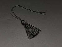 Чорний Шнурок-підвіска для декупажу 12 см. Текстильний міцний пензлик для декору Фурнітура