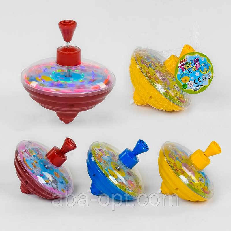 Дзиґа 878-3 А (120/2) 4 кольори, з підсвічуванням, на батарейці, в сітці, ВИДАЄТЬСЯ ТІЛЬКИ МІКС ВИДІВ, фото 1