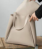 Жіноча стильна сумка екошкіра чорниця, бежевий, фото 6