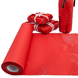Червоний крафт-папір стільниковий пакувальний 30 см х 20 м х 70г/м2, в рулоні