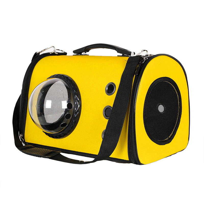 Сумка з ілюмінатором для переноски котів і собак 42x27x25 см CosmoPet CP-19 Yellow (штучна шкіра)