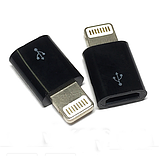 Перехідник адаптер micro USB - Lightning Black, фото 4