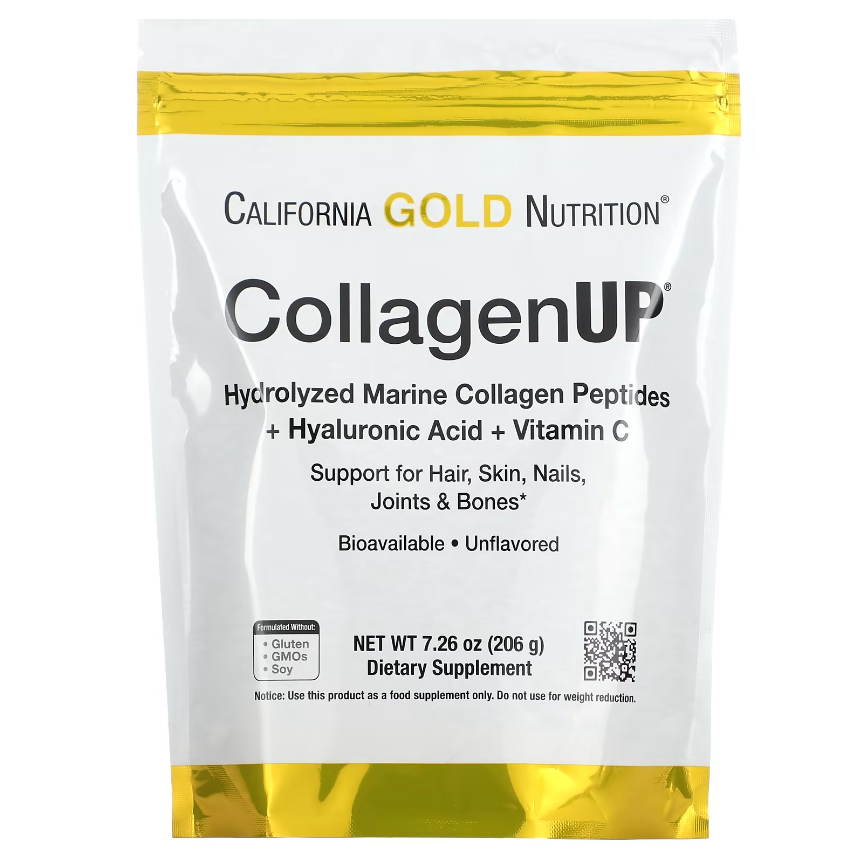 California Gold Nutrition, CollagenUP, пептиди гідролізованого морського колагену з гіалуроновою кислотою та вітаміном C, без доба
