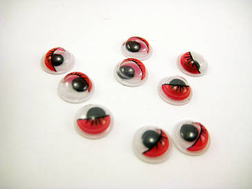 Очі з віями червоні 8 мм. для в'язаних і м'яких іграшок Очі пластикові для виробів і рукоділля