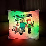 Подушка нічник Minecraft — дитяча подушка Майнкрафт - дитячий нічник Майнкрафт, фото 6