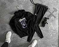 Спортивный костюм STUSSY мужской черный весна осень/Комплект худи штаны Стусси трикотажный качественный