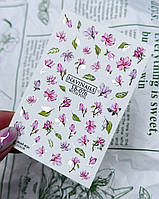 Слайдеры весенние для ногтей Navi nails - SB-076, розовые цветы, водные наклейки для дизайна маникюра.
