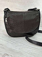 Женская сумочка черная натуральная тисненая кожа 103063
