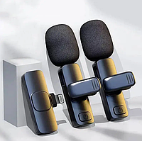 Двойной беспроводной микрофон для блогера, Внешний микрофон петличка для айфона