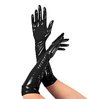 Глянцевые виниловые перчатки черного цвета Art of Sex - Lora, размеры S, М, L
