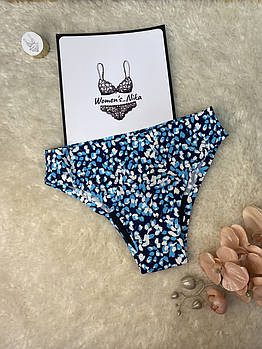 Трусики для місячних 🩸 XS безшовні бікіні Смак Життя Сині в блакитних пелюстках післяпологові урологічні