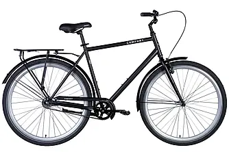 Велосипед сталь 28 Dorozhnik COMFORT MALE Velosteel frame-22 чорний (матовий) з багажником задн St з крилом St 2024