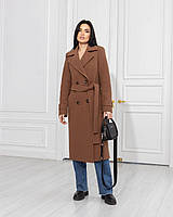 Жіноче демісезонне пальто-тренч коричневе