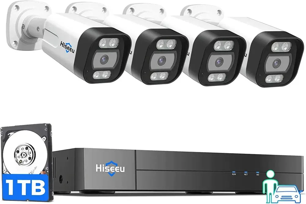 Система відеоспостереження Hiseeu 4 камери 5MP PoE аудіо 8 каналів ...