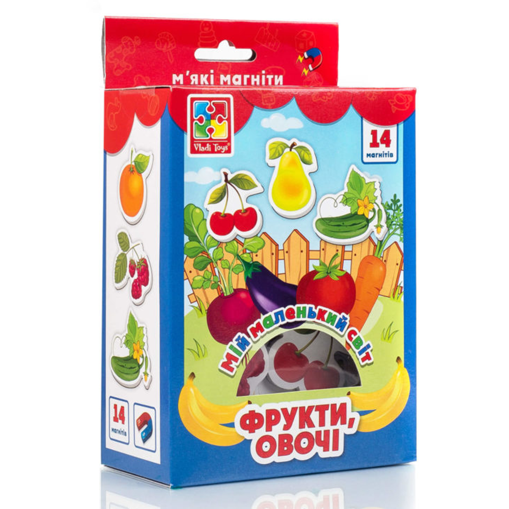 Колекція магнітів «Мій маленький світ. Фрукти, овочі» Vladi Toys (4820195053119)