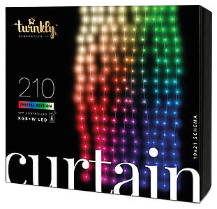 Twinkly Smart LED Гірлянда Twinkly Curtain RGBW 210, Gen II, IP44, 1.45м*2.1м, кабель прозорий  Zruchno та Економно