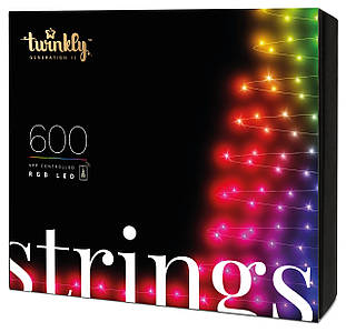 Twinkly Smart LED Гірлянда Twinkly Strings RGB 600, Gen II, IP44, довжина 48м, кабель чорний  Zruchno та Економно