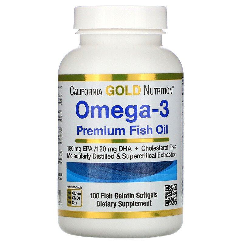 California Gold Nutrition, омега-3 риб'ячий жир преміальної якості, 100 рибно-желатинових капсул