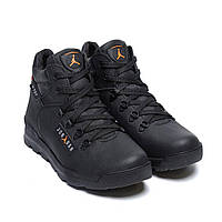 Мужские зимние кожаные ботинки черные Jordan. Мужская обувь зимняя