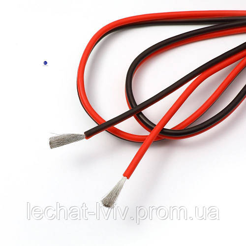 Провод силиконовый 2х22 AWG - 2х0.30 кв.мм (60х0.08) плоский красный ...