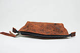 Жіноча шкіряна косметичка ручної роботи, орнамент "Марки", фото 2