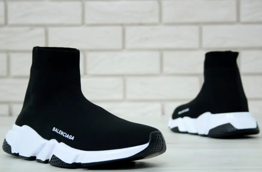 Мужские кроссовки носки Balenciaga speed trainer black white Обувь Баленсиага сникерсы черно-белые 36 - фото 4 - id-p2153854834