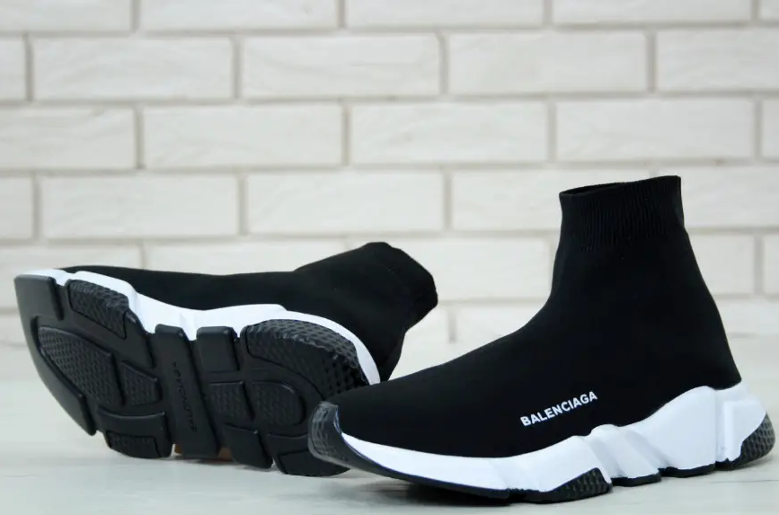 Мужские кроссовки носки Balenciaga speed trainer black white Обувь Баленсиага сникерсы черно-белые 36 - фото 1 - id-p2153854834