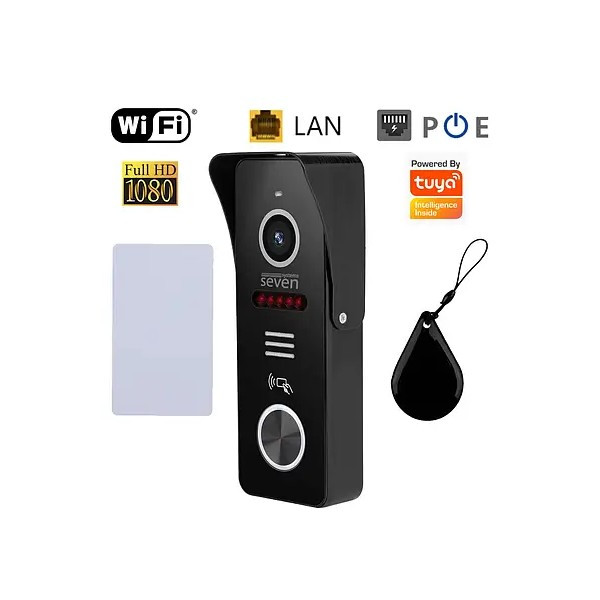 Wi-Fi панель виклику з вбудованим зчитувачем карт MIFARE SEVEN CP-7500 FHD Wi-Fi black