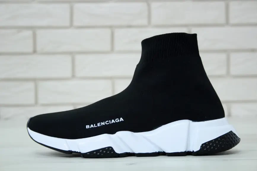 Мужские кроссовки носки Balenciaga speed trainer black white Обувь Баленсиага сникерсы черно-белые 36 - фото 7 - id-p2153854834