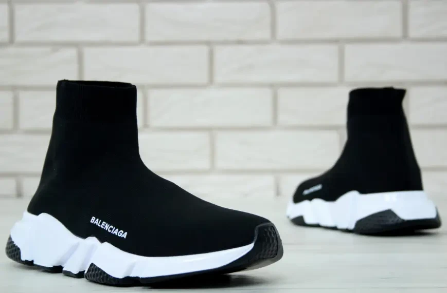 Мужские кроссовки носки Balenciaga speed trainer black white Обувь Баленсиага сникерсы черно-белые 36 - фото 5 - id-p2153854834