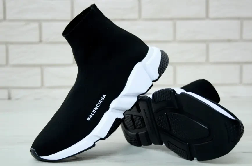 Мужские кроссовки носки Balenciaga speed trainer black white Обувь Баленсиага сникерсы черно-белые 36 - фото 6 - id-p2153854834