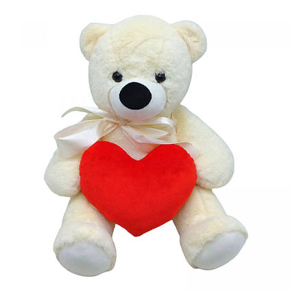 Мʼяка іграшка "Ведмедик з серцем", світлий, 30 см Селена (191)