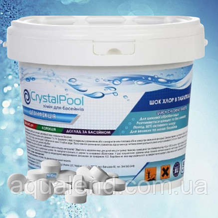 Швидкорозчинний шок хлор у таблетках 20 грам Crystal Pool 5 кг, фото 3